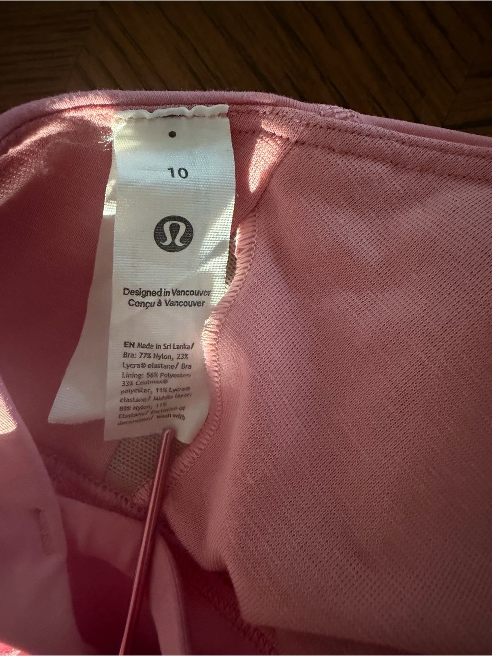 Lululemon Energy Bra Longline Medium Support - Soft Pink - Size 10 - Picture 4 of 7